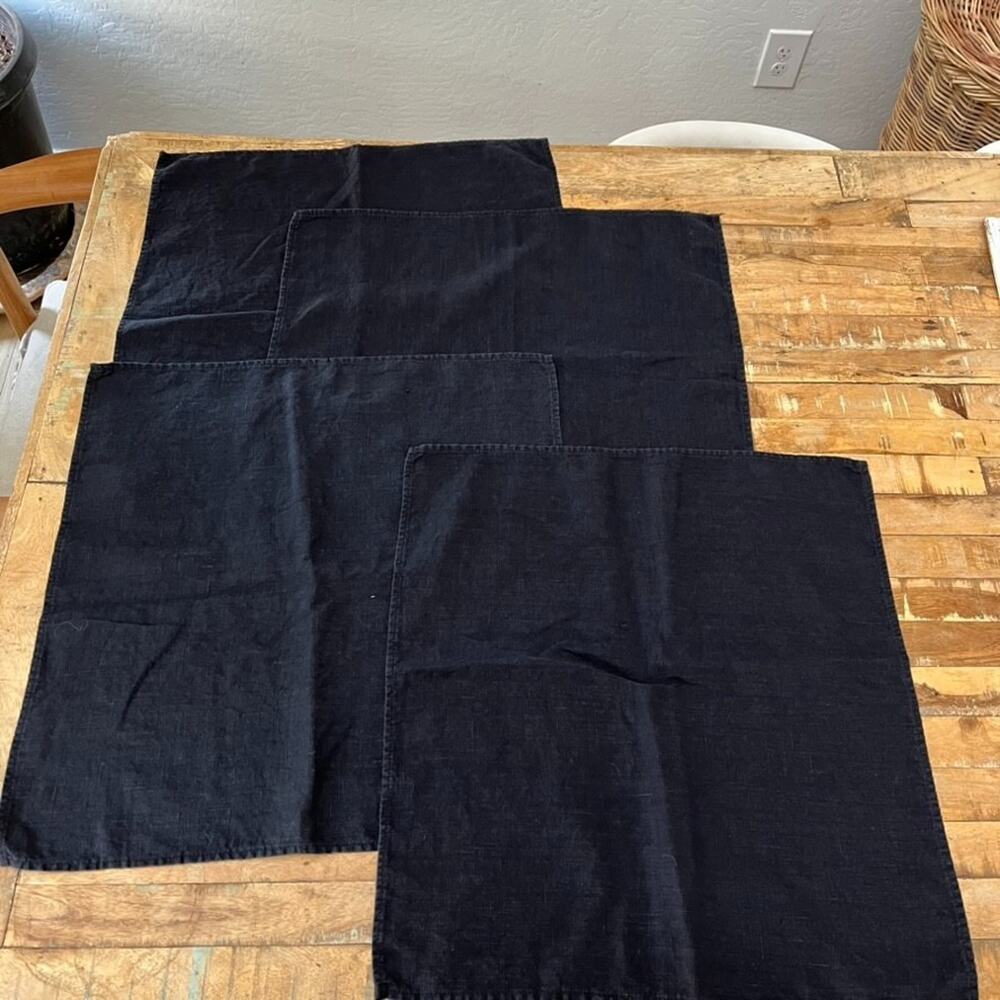 Black Linen Napkins Set of 4 19" x 20"